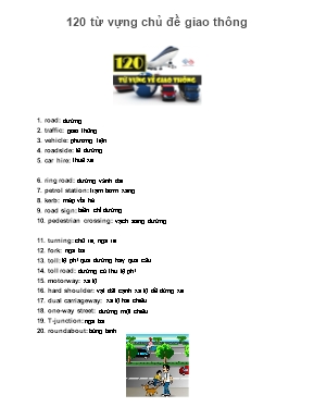 120 Từ vựng chủ đề giao thông